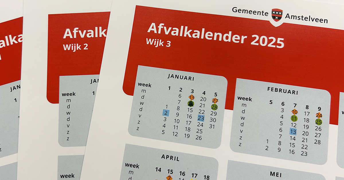 Afvalkalender 2025 de laatste papieren editie mijn Amstelveen